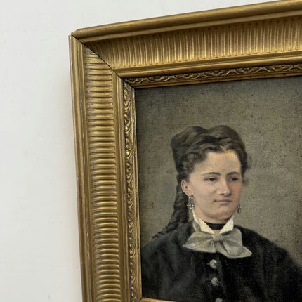 19th Century Antique Portrait Oil Painting "Seated Woman" Small Art Holland Art Shop