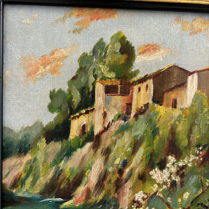 Traditional Landscape Oil Painting "Hill Village" Original Small Art Holland Art Shop