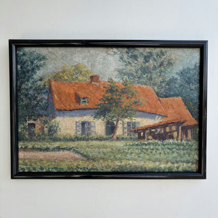 Rustic Farm Oil Painting "Red Roof" Refined Artwork Holland Art Shop