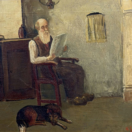 Original Church Interior Oil Painting "Bearded Reader" Traditional Art Holland Art Shop