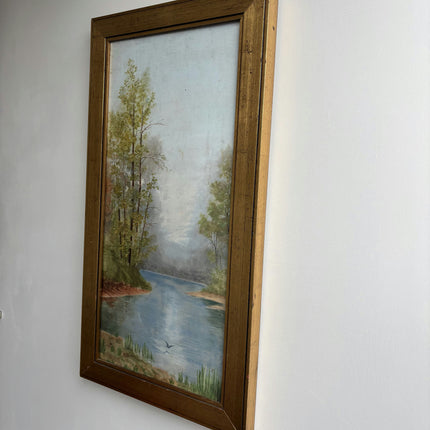 Traditional Landscape Oil Painting "River Scene" Original French Artwork Holland Art Shop