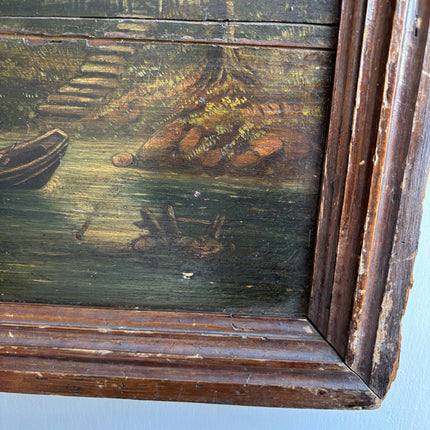 Traditional Landscape Oil Painting "Rowboat Couple" Handcrafted Art Holland Art Shop