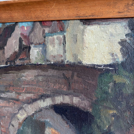 Original Cityscape Oil Painting "Wooden Frame" Detailed Small Art Holland Art Shop