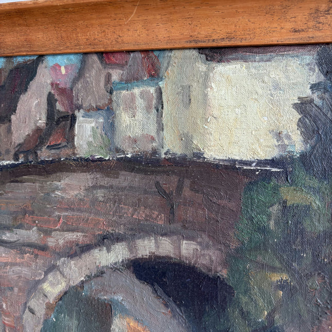 Original Cityscape Oil Painting "Wooden Frame" Detailed Small Art Holland Art Shop