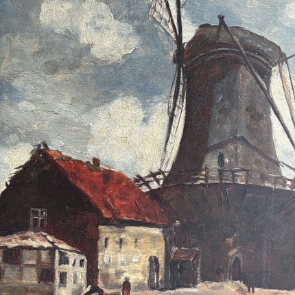 Original Landscape Oil Painting "Windmill Structure" Timeless Artwork Holland Art Shop