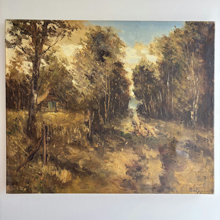 Handcrafted Landscape Oil Painting "Forest Path" Elegant Artwork Holland Art Shop