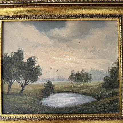 Rustic Landscape Oil Painting "Gilded Frame" Refined Small Art Holland Art Shop