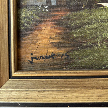 Traditional Landscape Oil Painting "Riverside House" Original Small Art Holland Art Shop