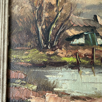 Intriguing Oil Painting Landscape "Cottage Reflection" Classic Small Artwork Holland Art Shop