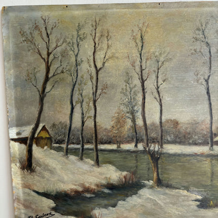 Elegant Landscape Oil Painting "Row Of Trees" Rustic Small Art Holland Art Shop