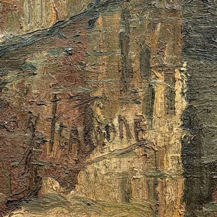 Antique Cityscape Oil Painting "Stone Bridge" Authentic Art Holland Art Shop