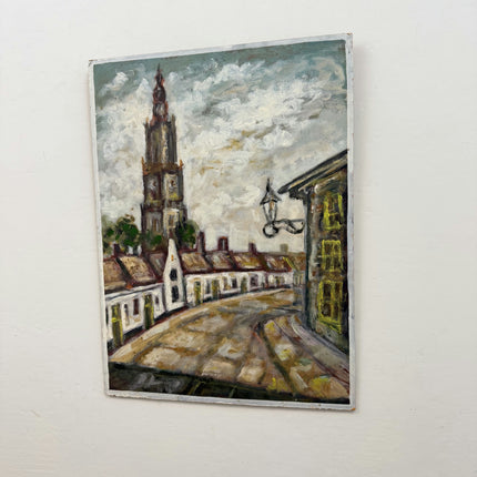 Vintage Cityscape Oil Painting "Church Tower" Timeless Artwork Holland Art Shop