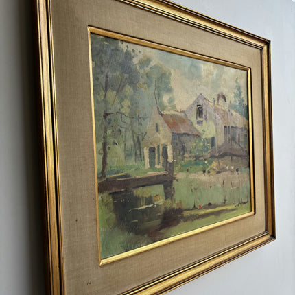Detailed Farm Oil Painting "Thatched Cottage" Timeless Artwork Holland Art Shop