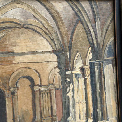 Jean Dohmen 1944 Church Interior Oil Painting "Arched Corridor" Artwork Holland Art Shop