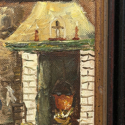 Timeless Interior Oil Painting "Open Fireplace" Original Small Artwork Holland Art Shop