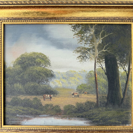 Authentic Landscape Oil Painting "Gilded Frame" Vintage Small Artwork Holland Art Shop