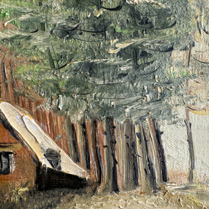 Authentic Winter Landscape Oil Painting "Snowy Cottage" Classic Small Artwork Holland Art Shop