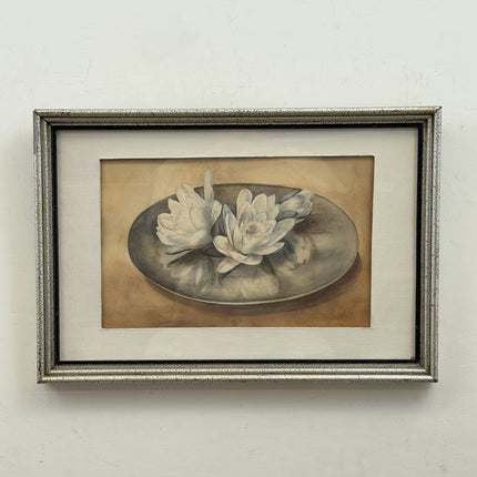 Detailed Still Life Aquarel "Floating Flowers" Vintage Art Holland Art Shop