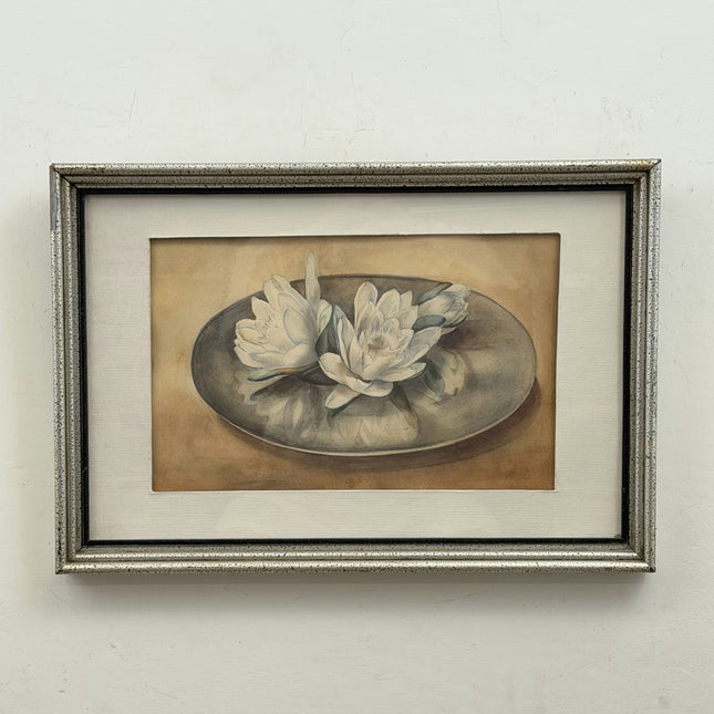 Detailed Still Life Aquarel "Floating Flowers" Vintage Art Holland Art Shop