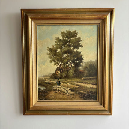 Original Landscape Oil Painting "Grazing Sheep" Detailed Art Holland Art Shop