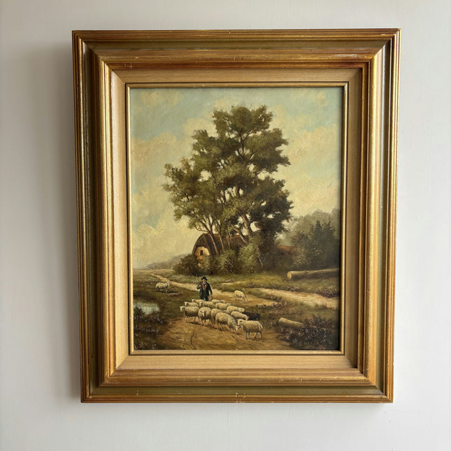 Original Landscape Oil Painting "Grazing Sheep" Detailed Art Holland Art Shop