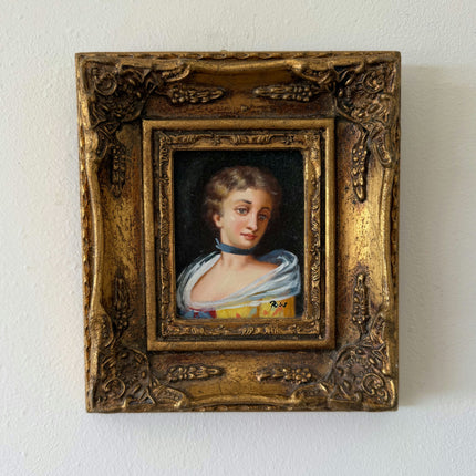 19th Century Oil Painting Portrait "Elegant Young Woman" Small Artwork Holland Art Shop
