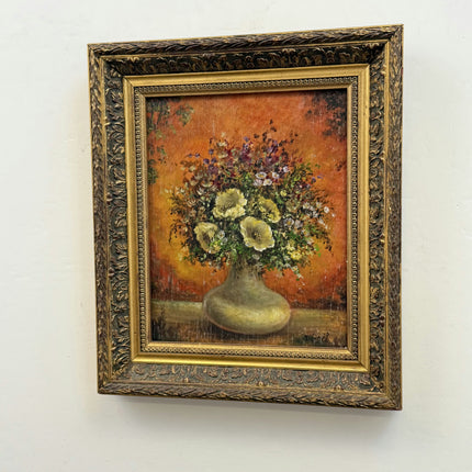 Elegant Scenery Oil Painting "Flower Vase" Vintage Small Art Holland Art Shop