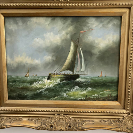 Elegant Seascape Oil Painting "Sailing Boat" Expressive Artwork Holland Art Shop