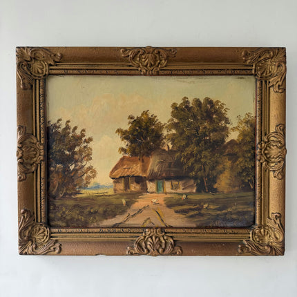 Elegant Landscape Oil Painting "Thatched Cottage" Original Art Holland Art Shop