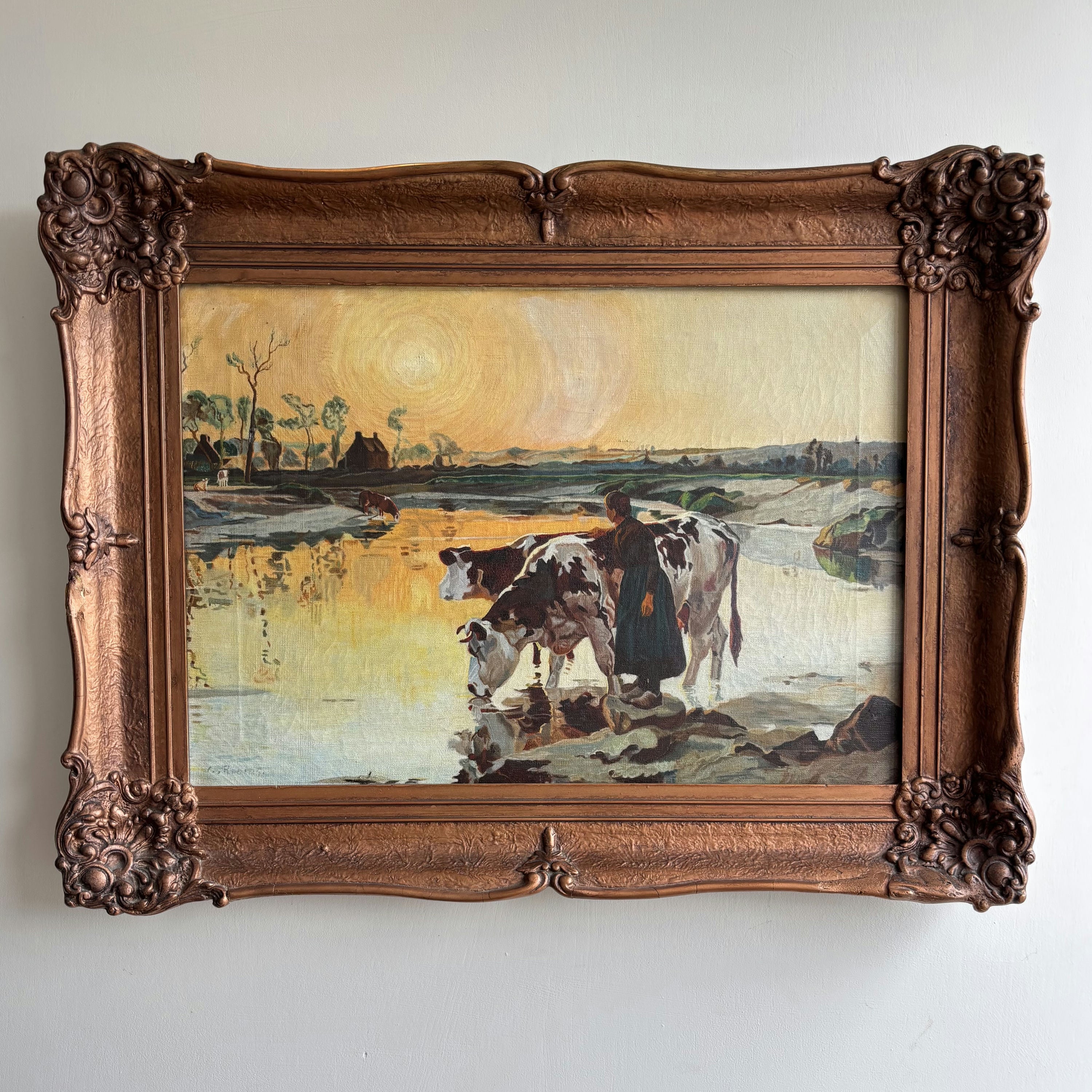Rustic Landscape Oil Painting 