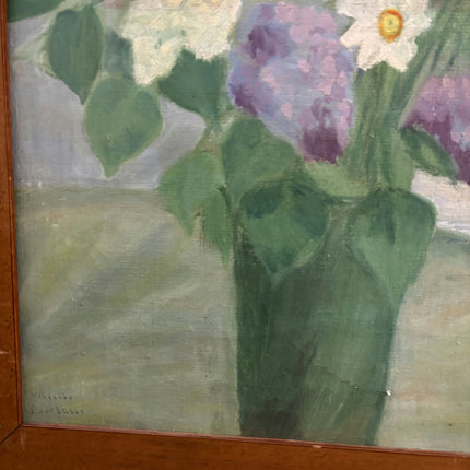 Handcrafted Flowery Still Life Oil Painting "Vase Flowers" Vintage Artwork Holland Art Shop