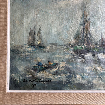 Elegant Seascape Oil Painting "Sailing Boat" Handcrafted Large Art Holland Art Shop