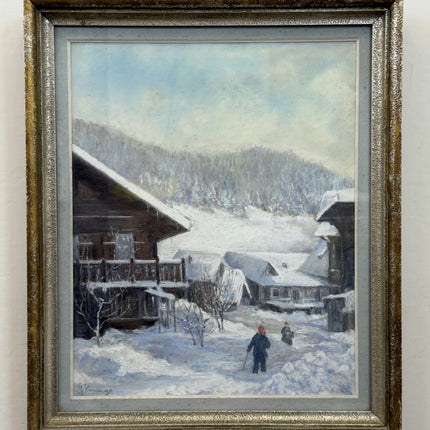 Traditional Winter Landscape Oil Painting "Snowy Village" Authentic Art Holland Art Shop