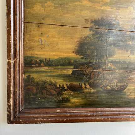 Traditional Landscape Oil Painting "Rowboat Couple" Handcrafted Art Holland Art Shop