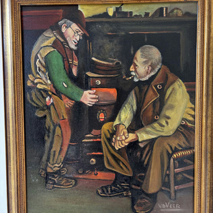 Elegant Interior Oil Painting "Two Men" Detailed Art Holland Art Shop