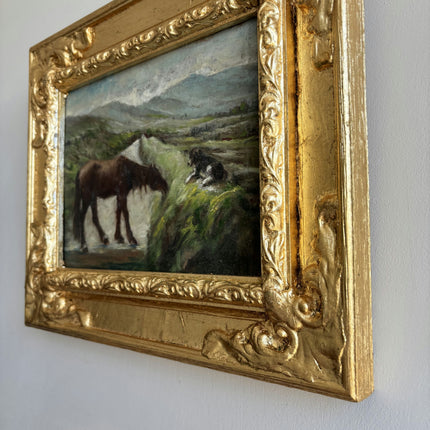 Traditional Animals Oil Painting "Grazing Horse" Vintage French Art Holland Art Shop