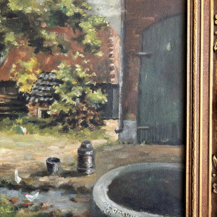 Expressive Farm Oil Painting "Ornate Frame" Refined Breda  Artwork Holland Art Shop