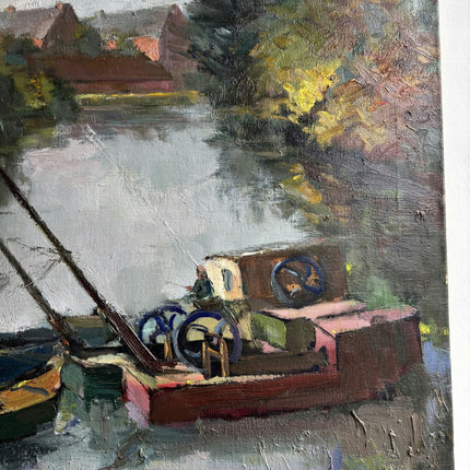 Elegant Harbor Scene Oil Painting "Docked Boats" Timeless Art Holland Art Shop