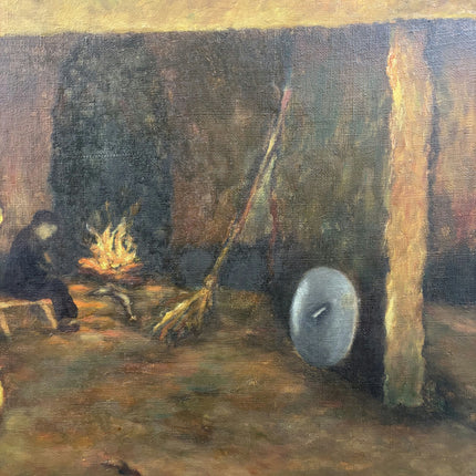 Classic Interior Oil Painting "Burning Campfire" Rustic Art Holland Art Shop