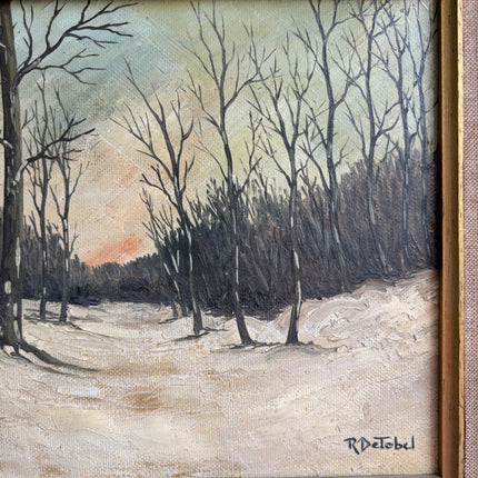 Vintage Winter Landscape Oil Painting "Winter Trees" Traditional Small Art Holland Art Shop