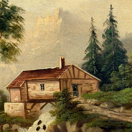 Antique Landscape Oil Painting "Riverside Cottage" Refined Artwork Holland Art Shop