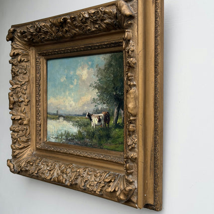 Haagse school 19th Century Antique Landscape Oil Painting "Gilded Frame" Art Holland Art Shop
