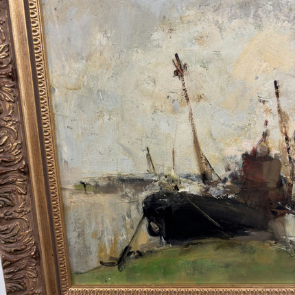 Handcrafted Harbor Scene Oil Painting "Sailing Boats" Refined Belgique Artwork Holland Art Shop
