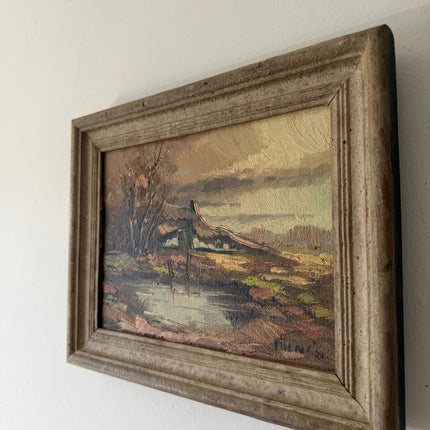 Intriguing Oil Painting Landscape "Cottage Reflection" Classic Small Artwork Holland Art Shop