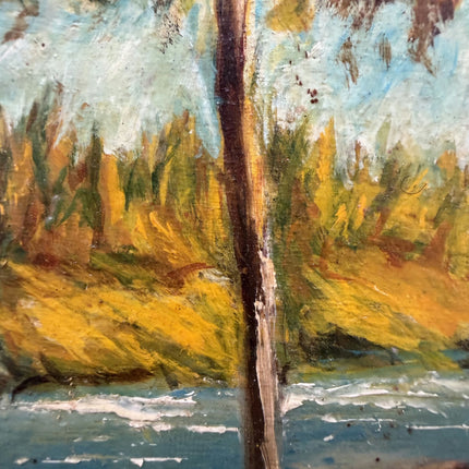 Vintage Landscape Oil Painting "Row Of Trees" Original Small Artwork Holland Art Shop