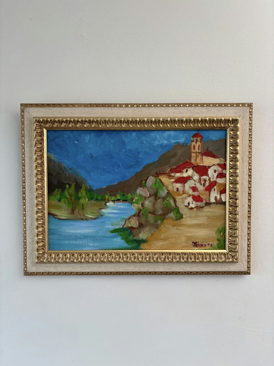 Traditional Oil Painting Landscape "River Bend" Wonderful Medium Art