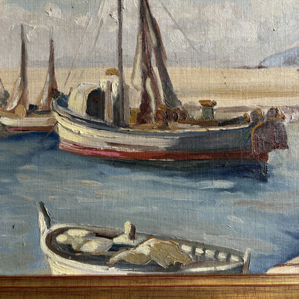 Traditional Harbor Scene Oil Painting "Fishing Boat" Refined Artwork Holland Art Shop