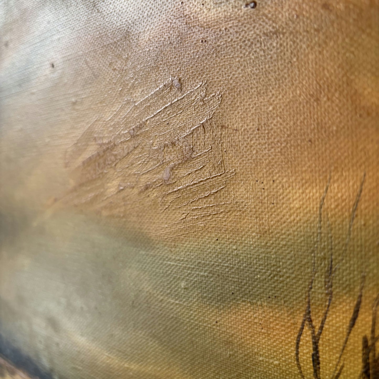 A Landscape Oil Painting "Skating Figure" Intriguing Large Art