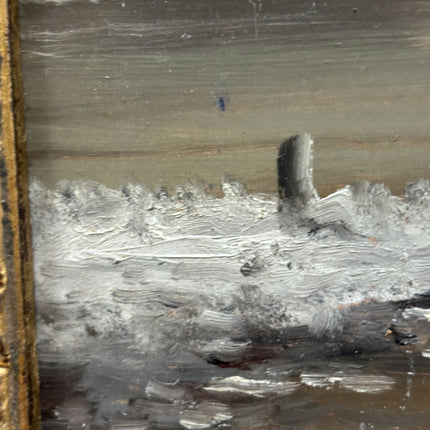 Detailed Winter Landscape Oil Painting "Gilded Frame" Elegant Small Artwork Holland Art Shop