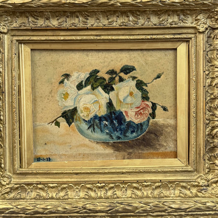 Authentic Floral Still Life Oil Painting "Gilded Frame" Small Artwork Holland Art Shop